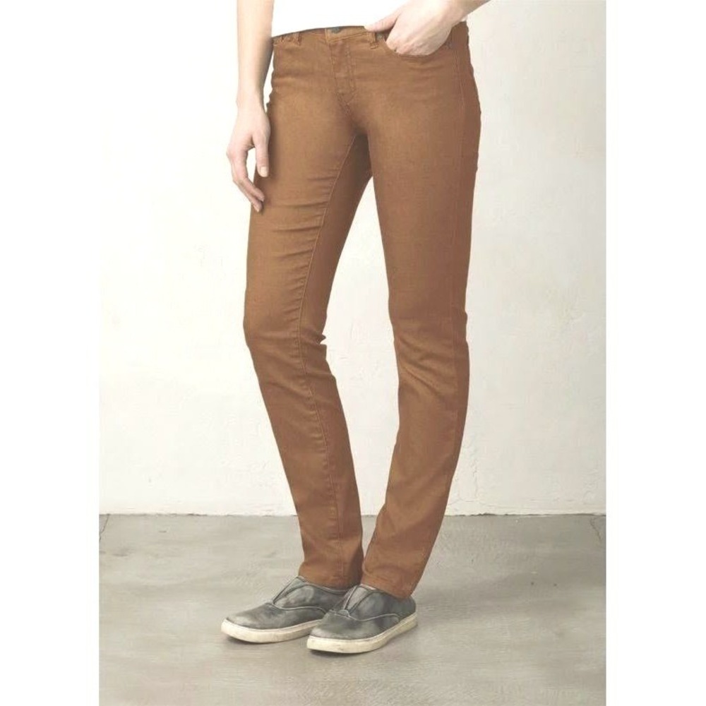 Prana Slim Leg Pants Womens 4/27 Tan Khaki Jeans Organic‎ Sustainable Outdoor